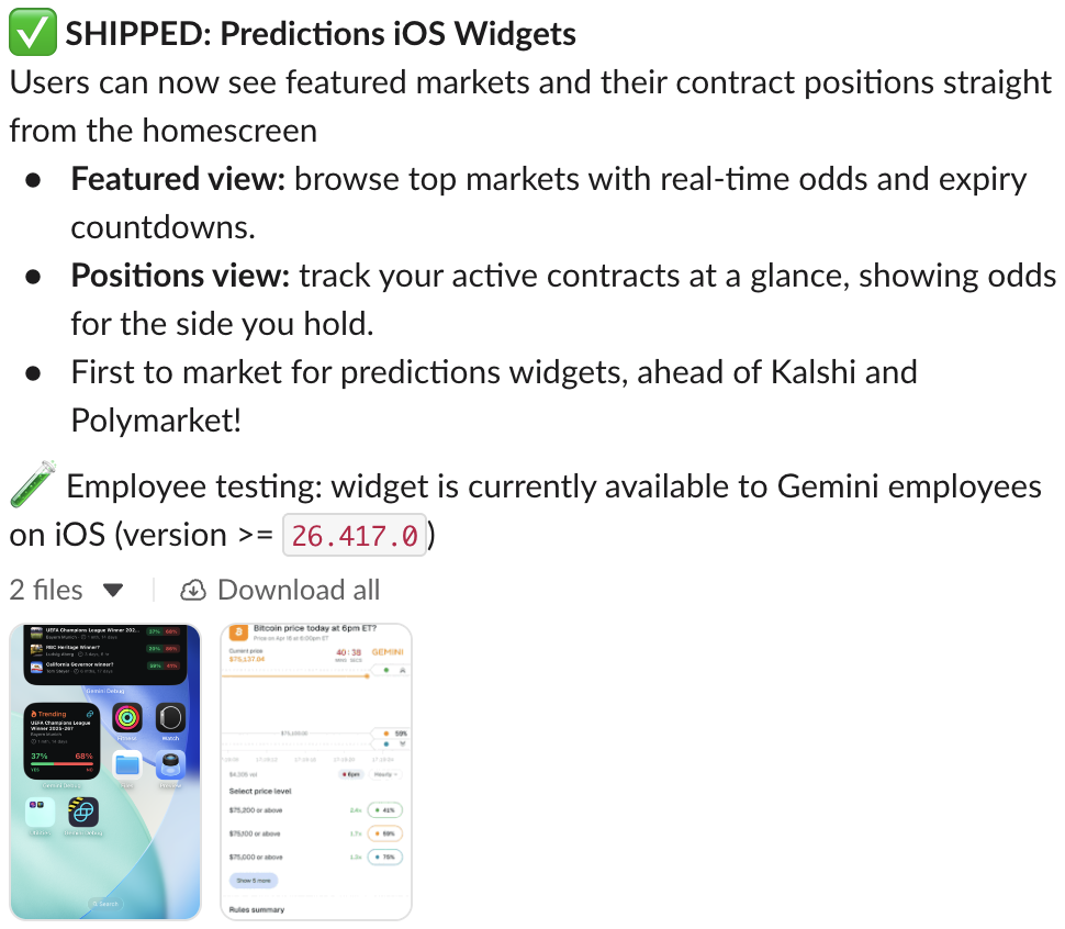 Widgets shipped